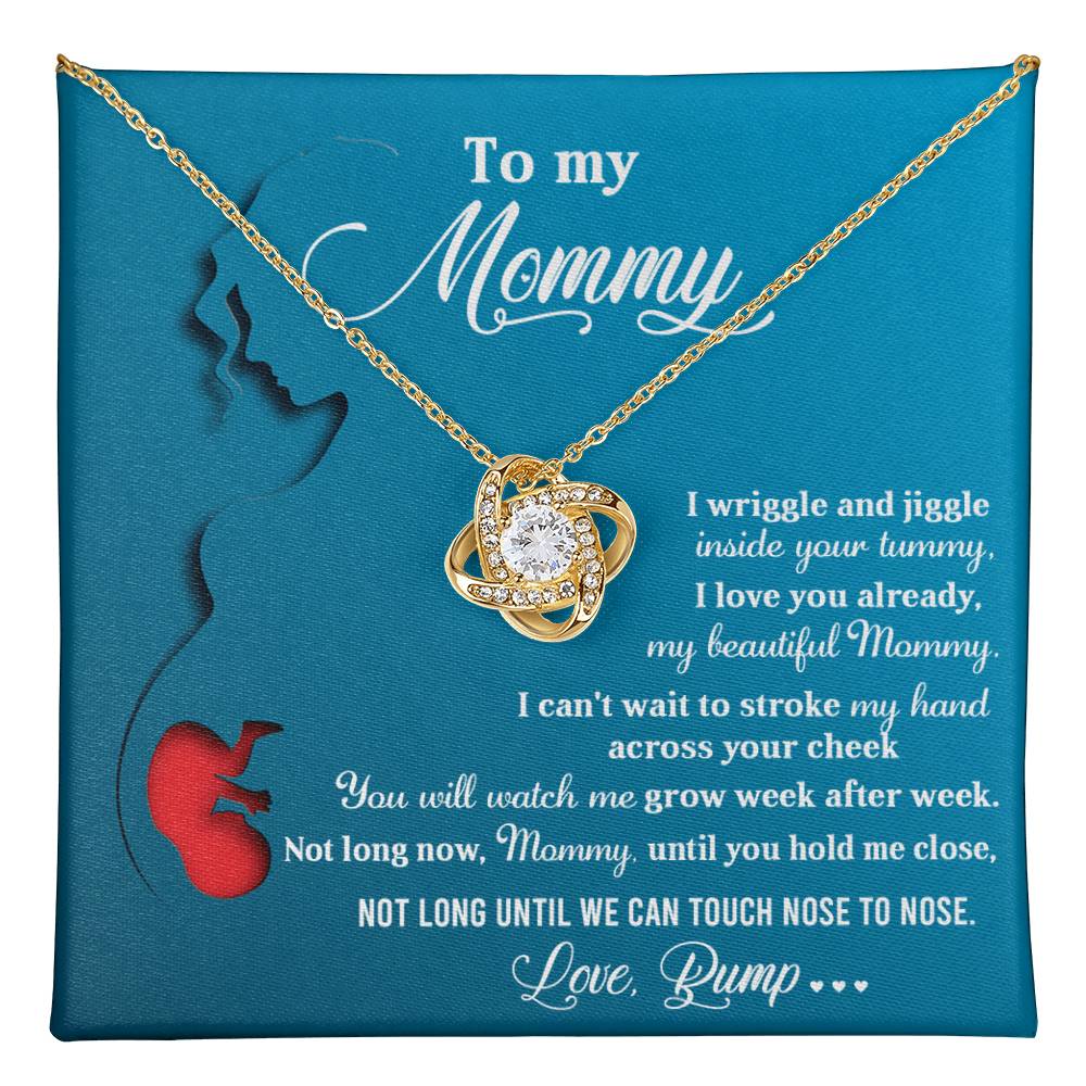 To My Mommy Necklace For Mothe's Day Jewelry For Mom, Gift For Mommy From Baby Bump, Pregnancy Gift For Mommy Love Knot Necklace With Meaningful Message Card And Box.