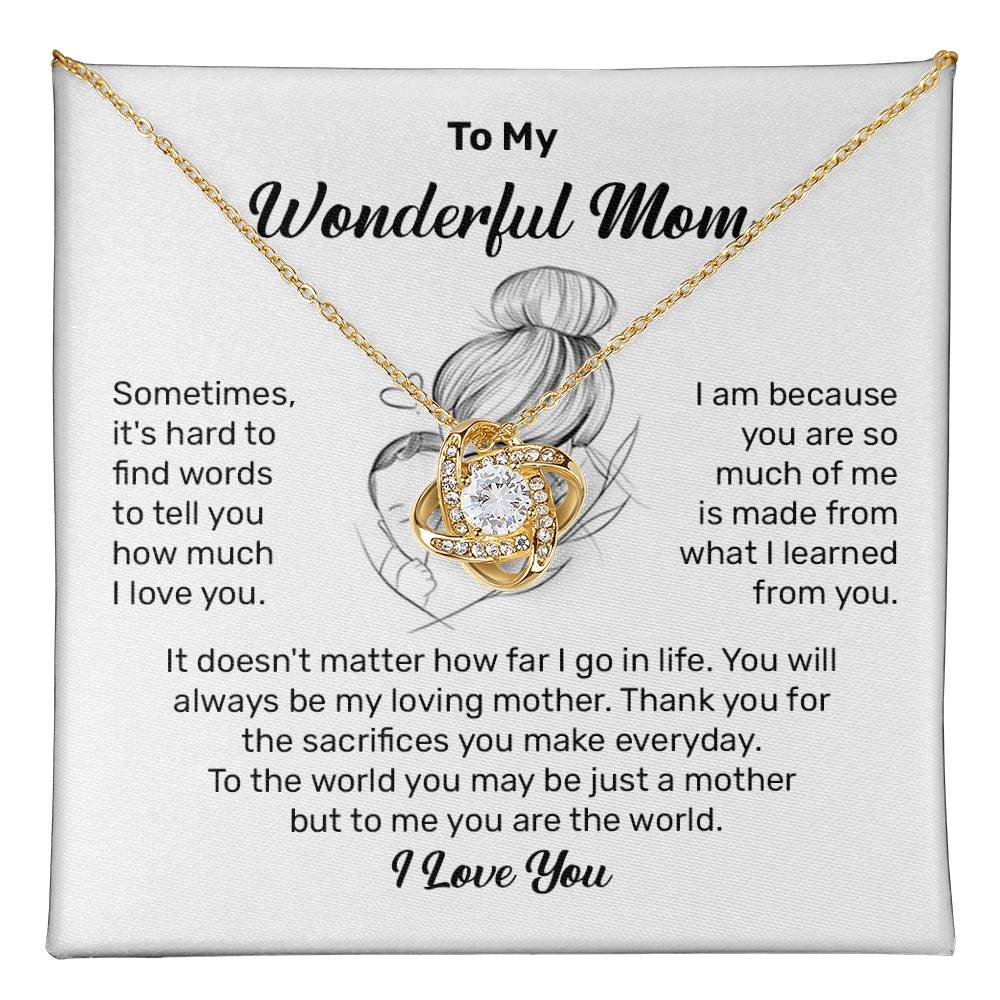 To My Wonderful Mom Heartfelt Necklace For Her Loving Jewelry For Mother's Day Thank You Gift Sentimental Necklace For Care Loving Pendant For A Cherished Bond Sentimental Pendant Appreciation Necklace For Her Thoughtful Necklace For Love And Support