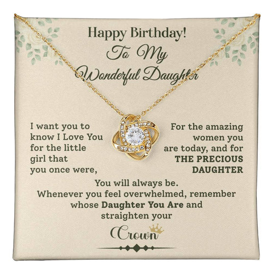 Birthday Necklace Gift for Daughter Crown Message Card