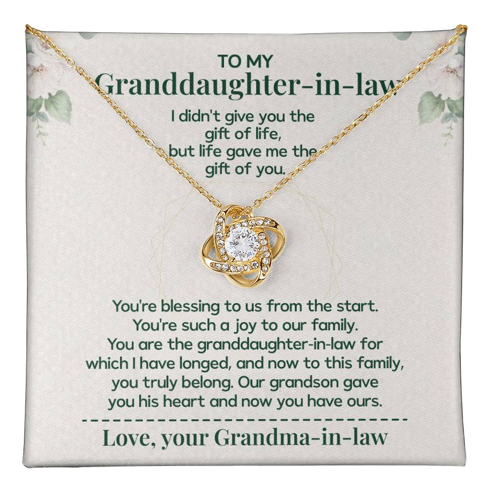 To My Granddaughter-in-law - Necklace Gift Family Is Made From Love, Not Genes Thank You For Making My Grandson Feel Complete Heartfelt Jewelry To Celebrate Our Family Bond Heartfelt Jewelry For Granddaughter-in-law Love And Family Necklace Gift