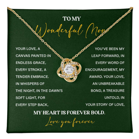 To My Wonderful Mom Necklace with Message Card Gift Box
