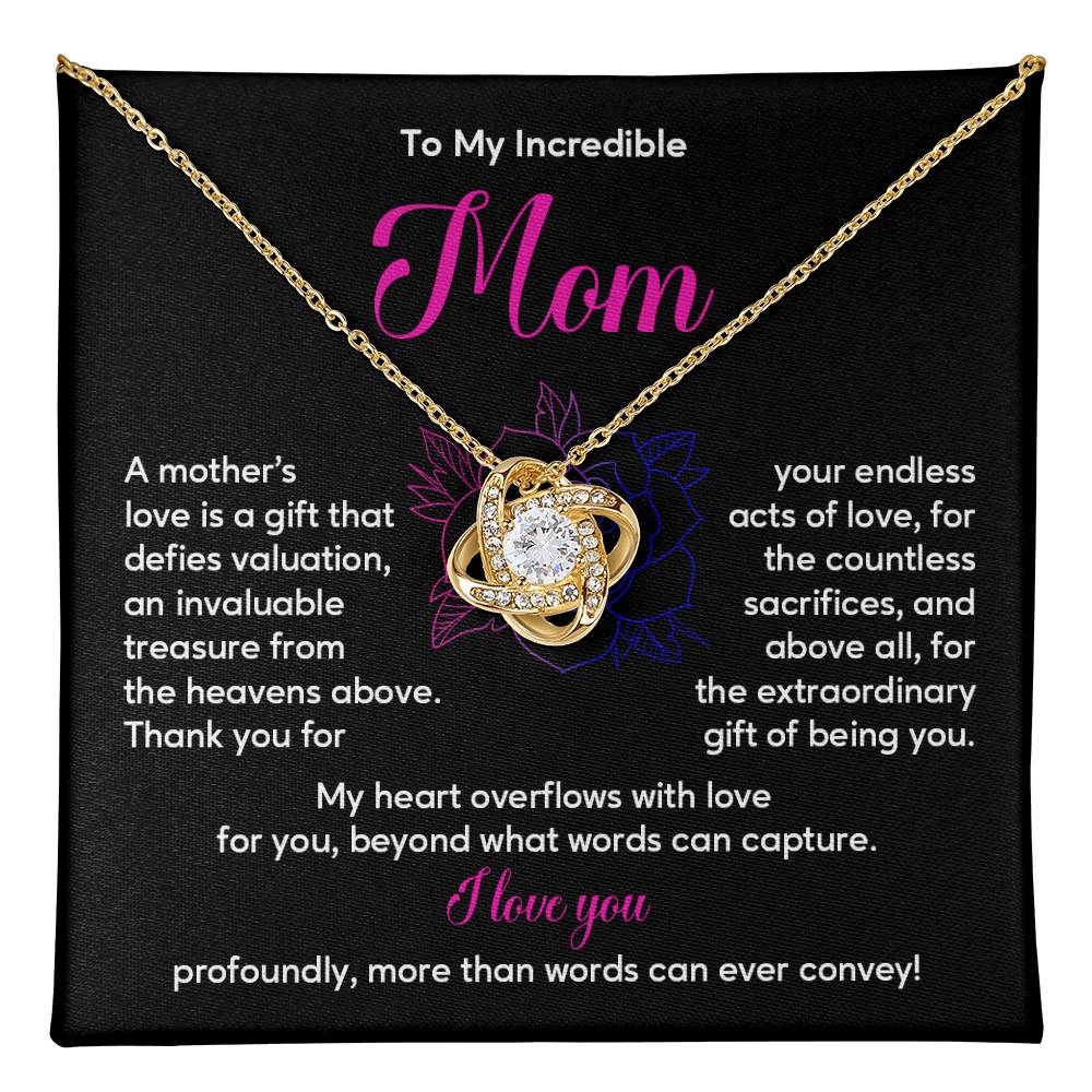 Incredible Mom Necklace Gift with Message Card