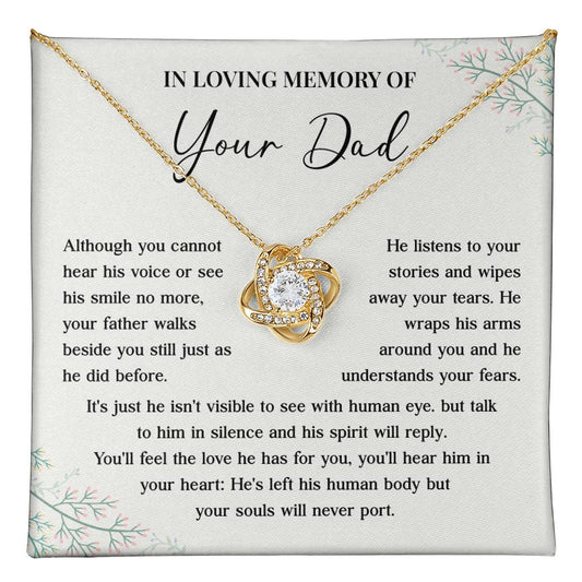 Memorial Necklace for Dad Loss with Message Card