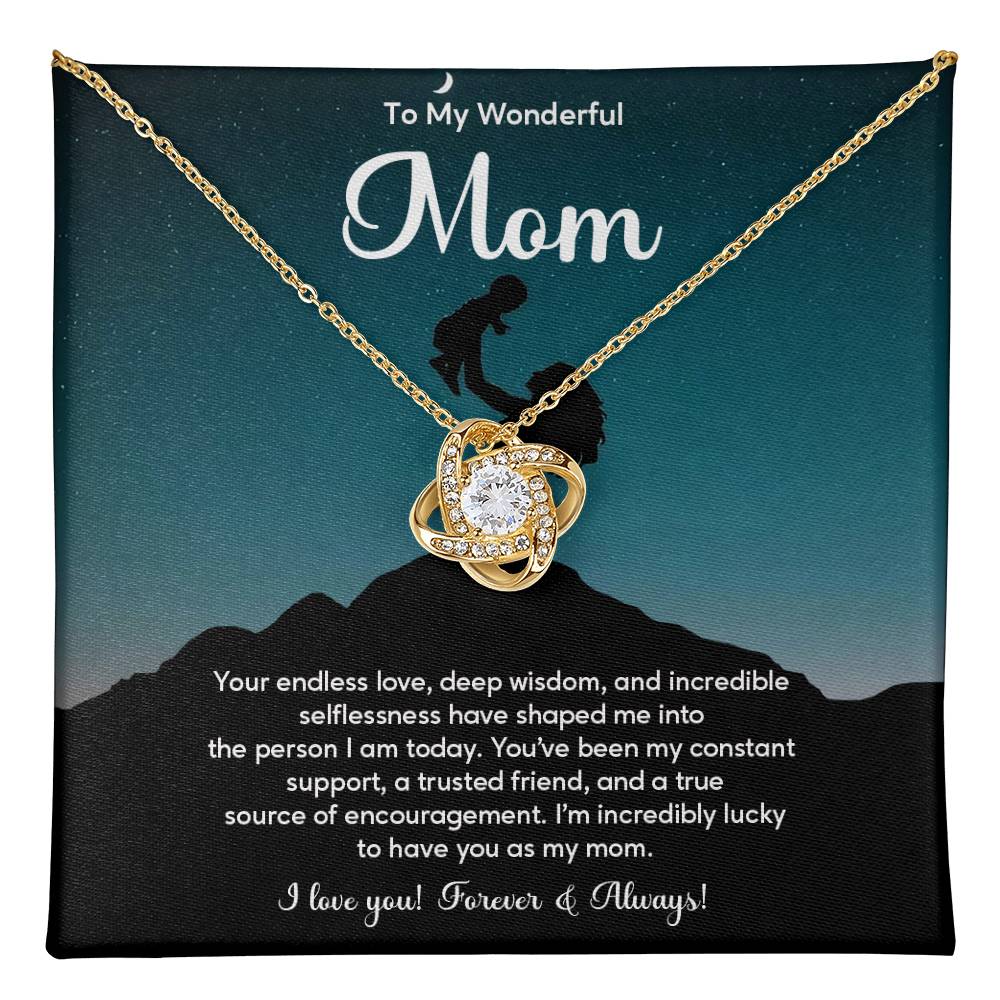 To My Wonderful Mom Elegant Jewelry Thoughtful Necklace For Love And Care Sweet Gift For Lifelong Support Sentimental Jewelry Heartfelt Necklace For Lifelong Bond Thank You Pendant For Support Sentimental Necklace Thank You Gift