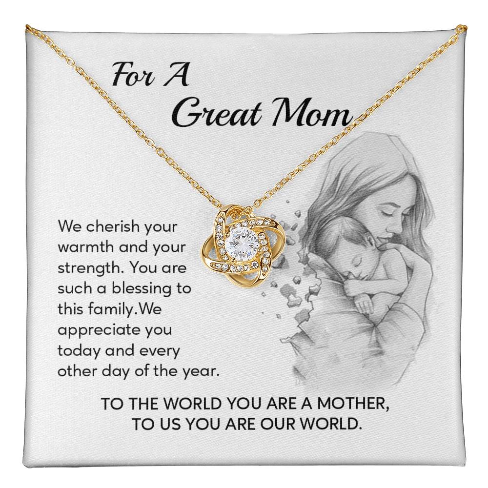 Great Mom Necklace Gift – You Are Our World Card