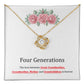 Four Generations Necklace Gift for Grandma and Family