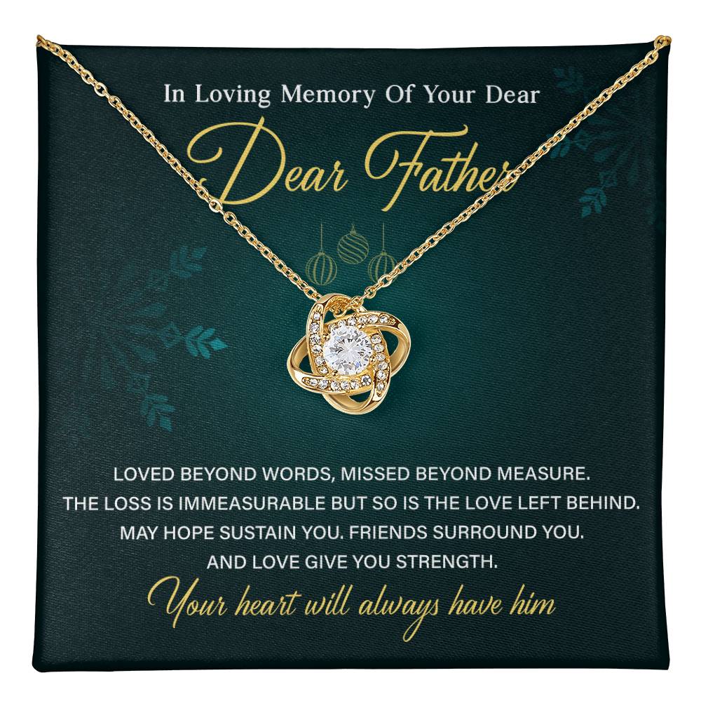 Memorial Necklace for Loss of Father with Card