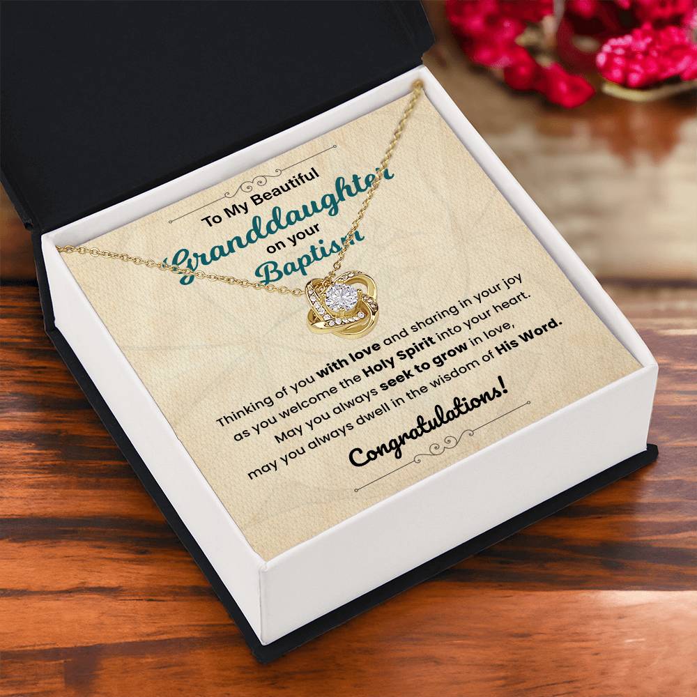 Baptism Necklace Gift For Granddaughter With Message Card