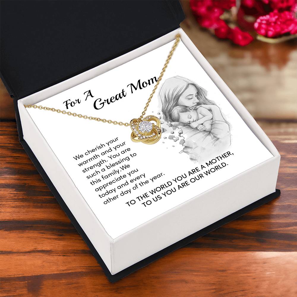Great Mom Necklace Gift – You Are Our World Card