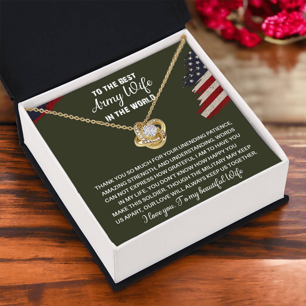 To The Best Army Wife In The World  Best Army Wife Jewelry Unwavering Support Necklace Thank You Jewelry For Wives Unique Gift For Military Spouses My Beautiful Wife Jewelry Romantic Gift For Army Wives Meaningful Gift For Military Wives