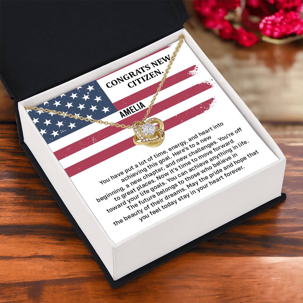 Congrats Necklace For New U.s. Citizen Amelia Necklace For New U.s. Citizen Necklace With Citizenship Message Gift For Citizenship Milestone Necklace For Official U.S Citizen Gift For American Citizenship Success Necklace For US Naturalization Celebration