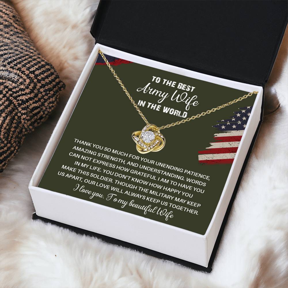 To The Best Army Wife In The World  Best Army Wife Jewelry Unwavering Support Necklace Thank You Jewelry For Wives Unique Gift For Military Spouses My Beautiful Wife Jewelry Romantic Gift For Army Wives Meaningful Gift For Military Wives