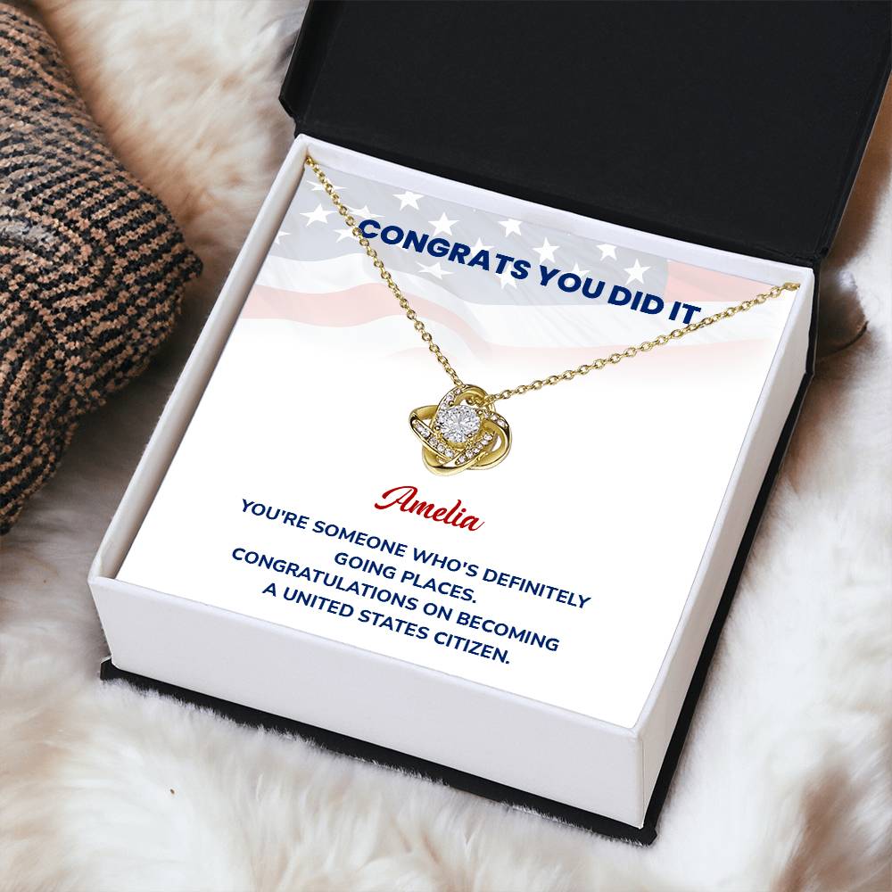 Congrats Necklace For New U.s. Citizen Amelia Necklace For New U.s. Citizen Proud U.s. Citizen Jewelry Necklace For Official U.s. Citizen Gift For U.s. Citizenship Celebration Necklace With Message For U.s. Citizen Necklace For Naturalization Ceremony