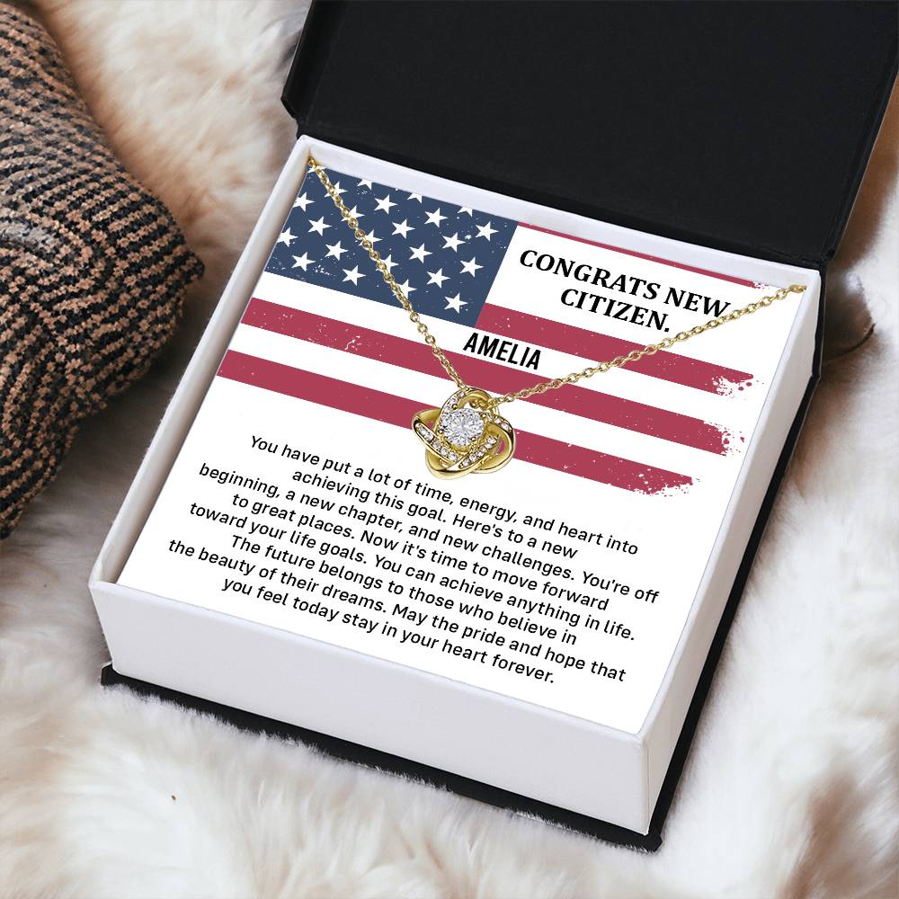 Congrats Necklace For New U.s. Citizen Amelia Necklace For New U.s. Citizen Necklace With Citizenship Message Gift For Citizenship Milestone Necklace For Official U.S Citizen Gift For American Citizenship Success Necklace For US Naturalization Celebration