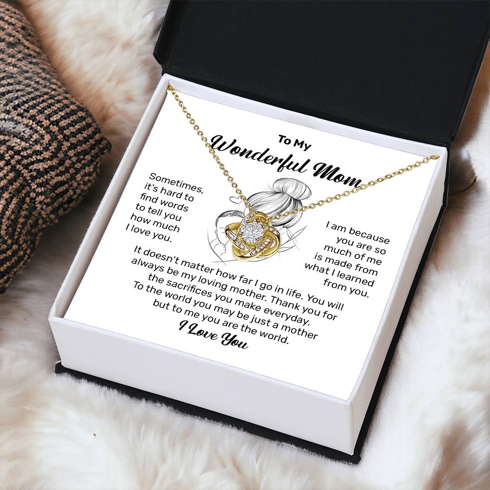 To My Wonderful Mom Heartfelt Necklace For Her Loving Jewelry For Mother's Day Thank You Gift Sentimental Necklace For Care Loving Pendant For A Cherished Bond Sentimental Pendant Appreciation Necklace For Her Thoughtful Necklace For Love And Support