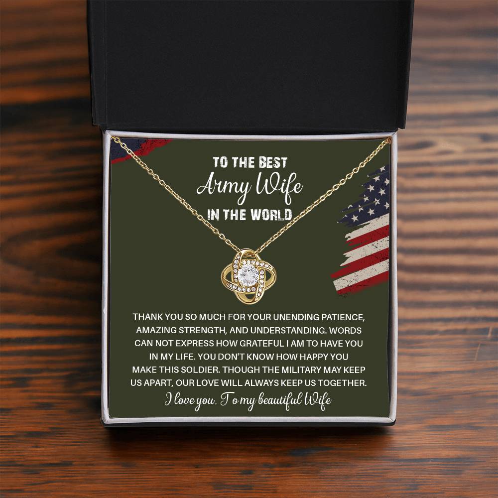 To The Best Army Wife In The World  Best Army Wife Jewelry Unwavering Support Necklace Thank You Jewelry For Wives Unique Gift For Military Spouses My Beautiful Wife Jewelry Romantic Gift For Army Wives Meaningful Gift For Military Wives