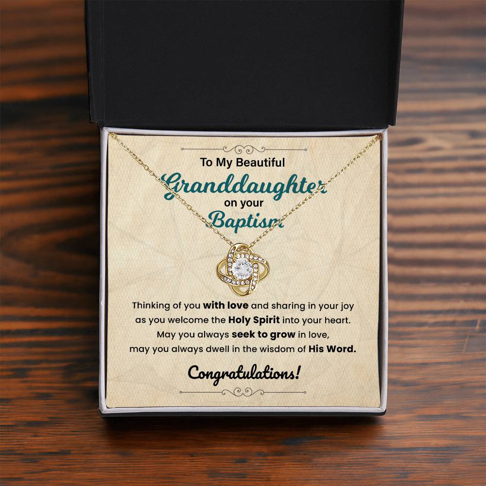 Baptism Necklace Gift For Granddaughter With Message Card