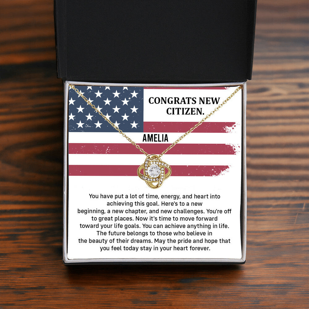 Congrats Necklace For New U.s. Citizen Amelia Necklace For New U.s. Citizen Necklace With Citizenship Message Gift For Citizenship Milestone Necklace For Official U.S Citizen Gift For American Citizenship Success Necklace For US Naturalization Celebration