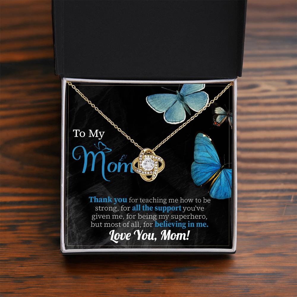 To My Mom Necklace Gift, Special Mother's Gifts, Mom Birthday Gift, Mother's Gift For Mom From Daughter And Son, 925 Silver Necklace Love Knot Necklace With Meaningful Message Card And Box.