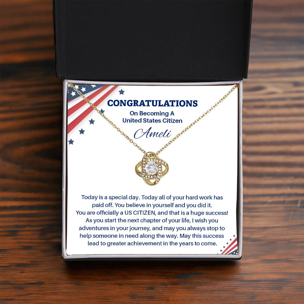 Congratulations Necklace For New U.s. Citizen Ameli Necklace For New U.s. Citizen Gift For Citizenship Achievement U.s. Citizenship Success Necklace Necklace With Citizenship Message Proud New Citizen Jewelry Necklace For First-time U.s. Citizen