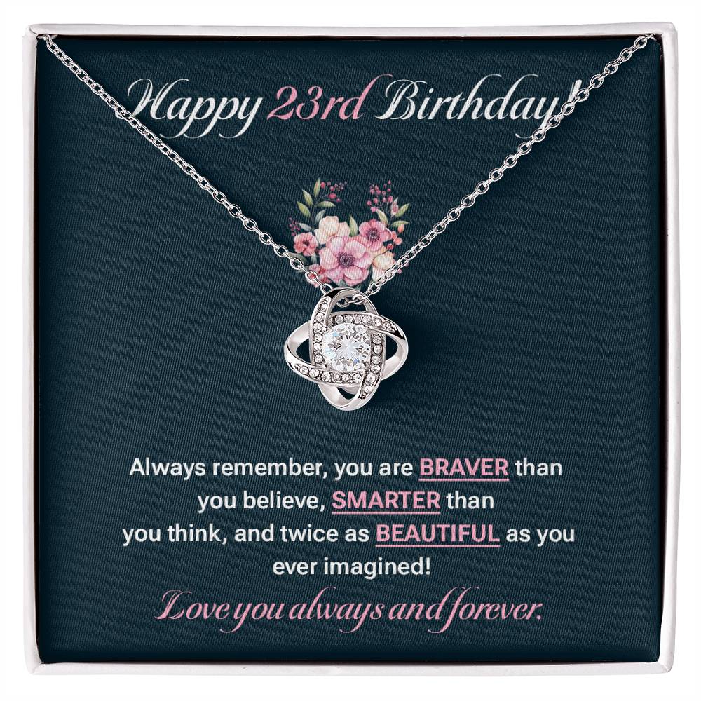 23rd Birthday Necklace for Her – Elegant Floral Gift Box Message