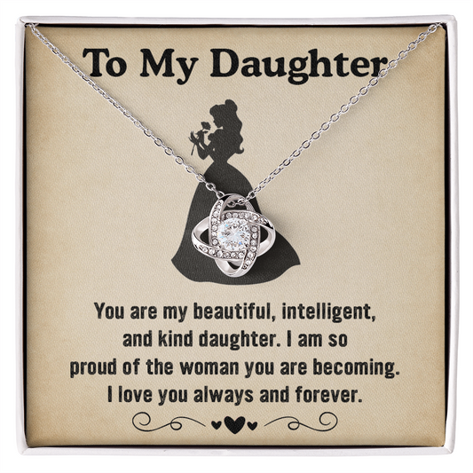 To My Daughter Love Knot Necklace – Proud Mom Gift for Daughter