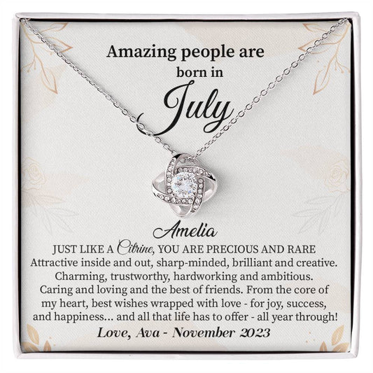 July Birthday Gift for Her – Elegant Necklace with Card