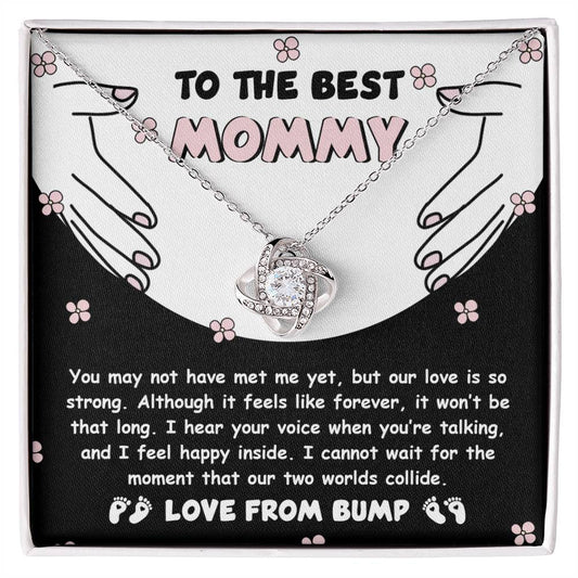 To My Best Mommy  Necklace For Mothe's Day Jewelry For Mom, Gift For Mommy From Baby Bump, Pregnancy Gift For Mommy 925 Silver Necklace Love Knot Necklace With Meaningful Message Card And Box.