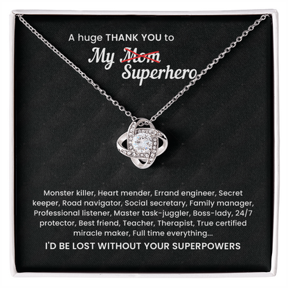 A Hugs Thank You My Superhero Necklace For Mom
