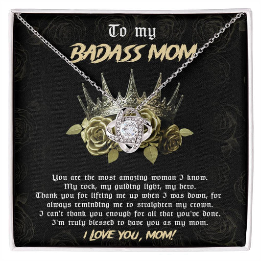 Badass Mom Necklace Gift with Crown Message Card – Fierce & Loving