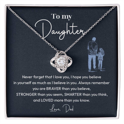 Daughter Necklace from Dad – Braver Smarter Loved Jewelry Gift