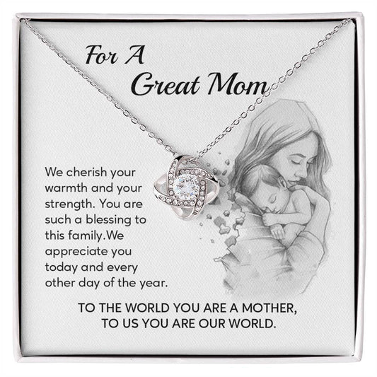 For A Great Mom, Necklace For Her Loving Jewelry For Family Thank You Gift Sentimental Necklace Loving Pendant For Family Connection Appreciation Necklace For Her Special Necklace Elegant Jewelry For A Mother’s Day Gift