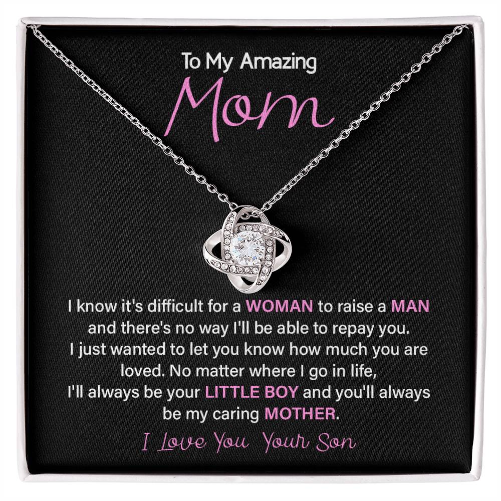 Necklace for Mom from Son – You Raised a Man Message Card Gift