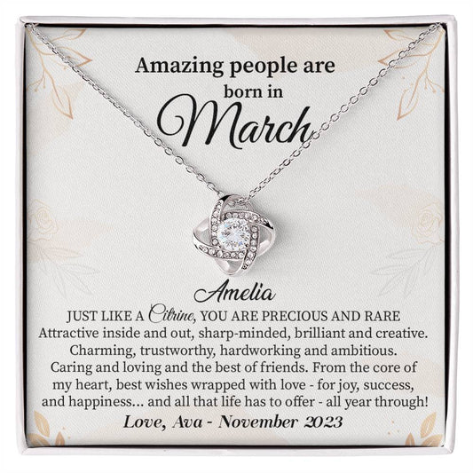 March Birthday Gift for Her – Elegant Necklace with Message Card