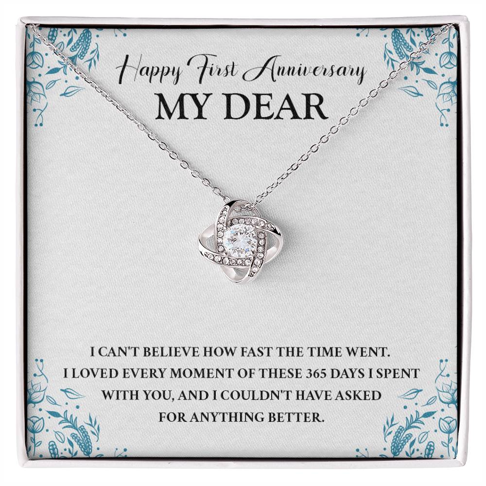 First Anniversary Necklace Gift for My Dear 365 Days of Love Message Card