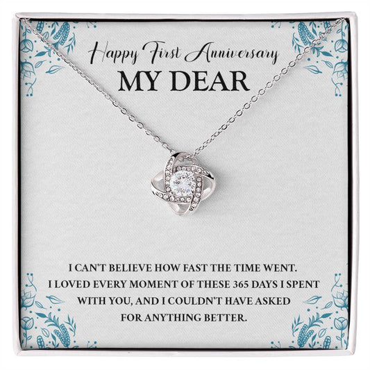 First Anniversary Necklace Gift for My Dear 365 Days of Love Message Card