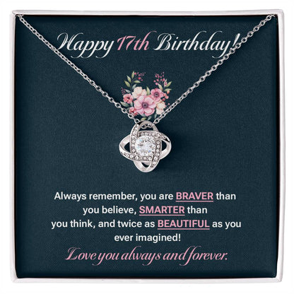 17th Birthday Necklace Gift for Teen Girl – Sentimental Floral Card