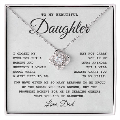 Daughter Necklace Gift from Dad – Message Card Jewelry Box