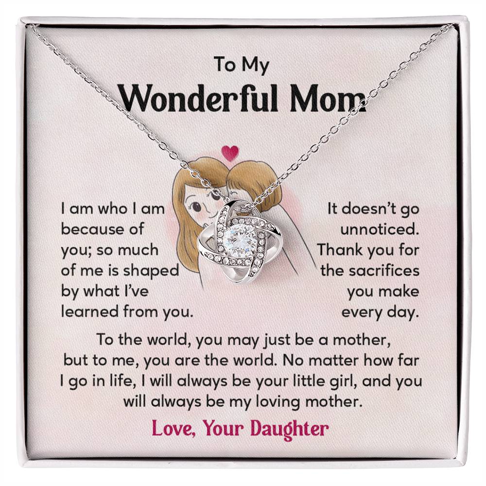 To My Wonderful Mom, Wonderful Mom Pendant Heartfelt Necklace For Her Thank You Gift For Sacrifice Sentimental Necklace For Love Loving Pendant Sentimental Pendant Appreciation Necklace For Her Special Pendant For A Mother Love Loving Pendant For Support