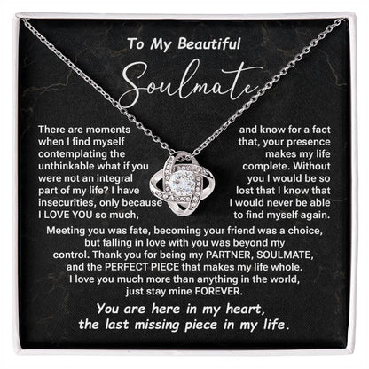 Soulmate Love Knot Necklace Gift Deep Message Card for Her