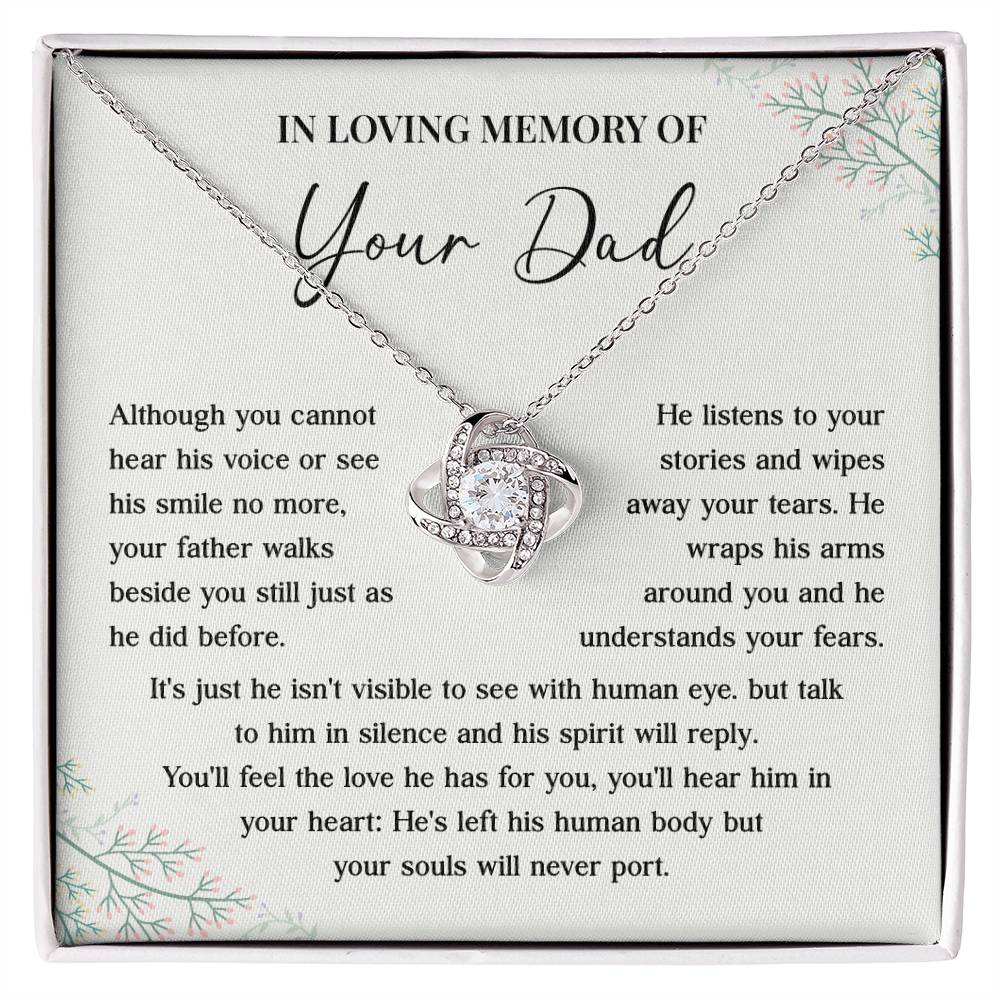 Memorial Necklace for Dad Loss with Message Card