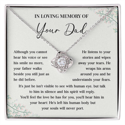 Memorial Necklace for Dad Loss with Message Card