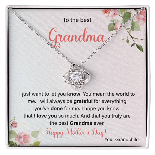 To The Best Grandma Grandmother Appreciation Necklace Love From Grandchild Gift Happy Mother’s Day For Her Sentimental Grandma Necklace Heartfelt Message For Old Lady Thank You Gift Gift For Special Person