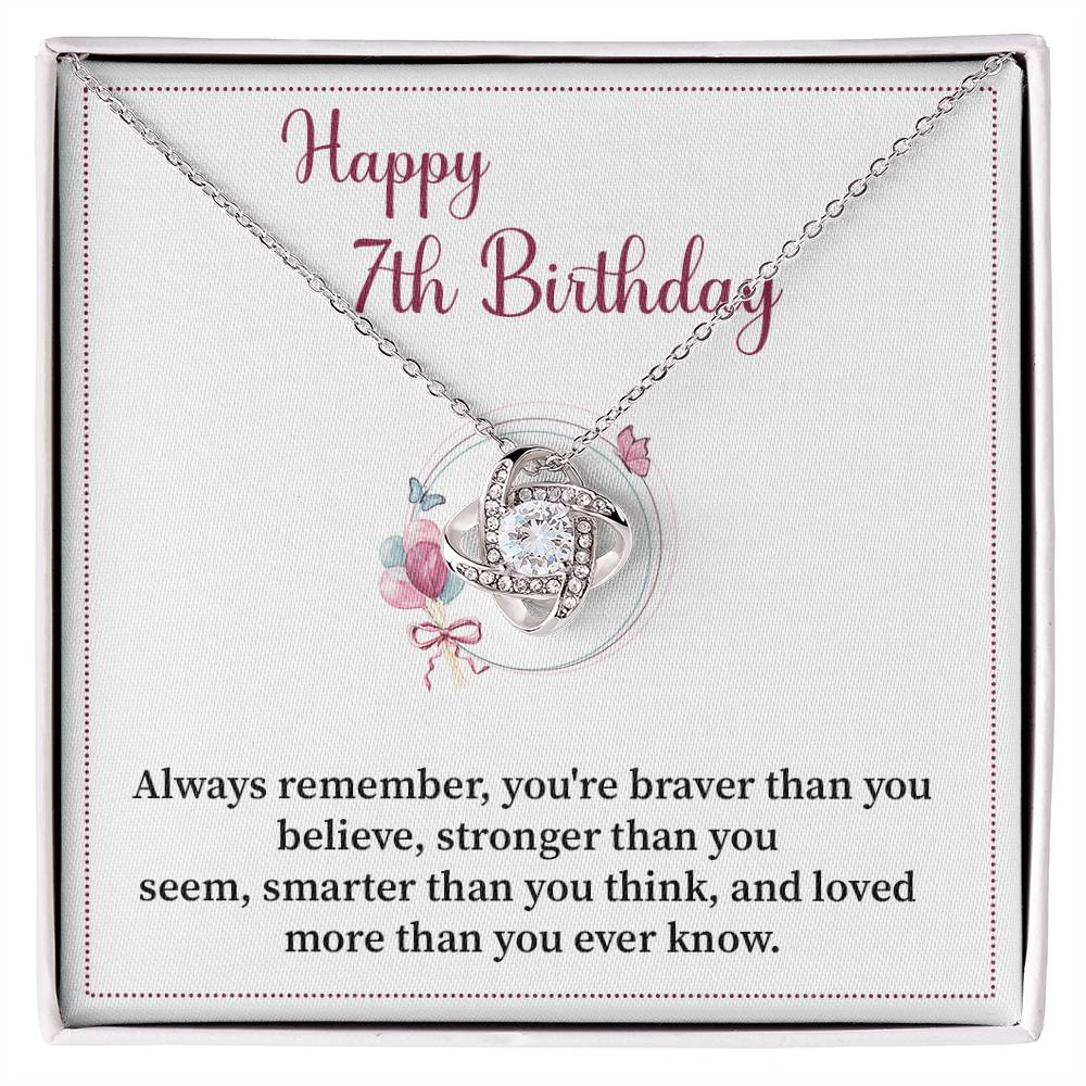 7th Birthday Necklace Gift for Girl – Sweet Message Card Jewelry