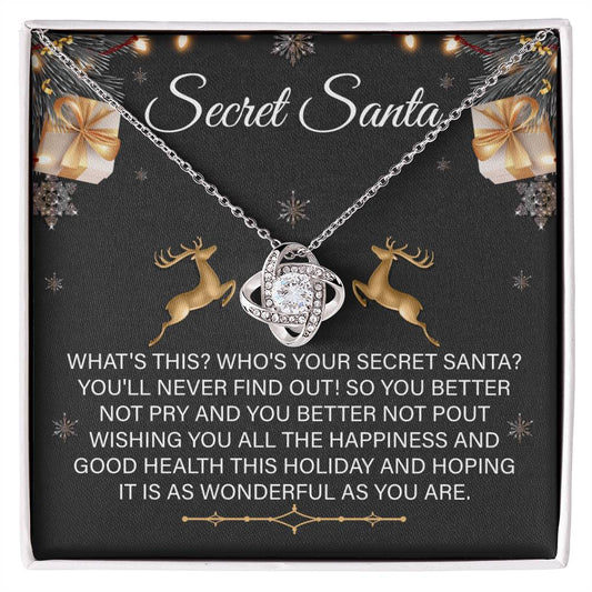 Whispers of Kindness: Secret Santa Love Knot Necklace