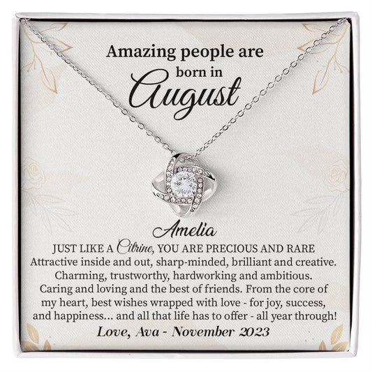 August Birthday Gift for Her – Necklace with Gift Card