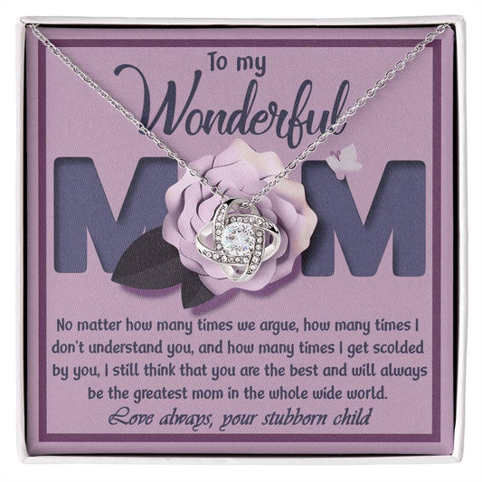 To My Wonderful Mom Necklace, A Sentimental Keepsake To Express Gratitude And Love, Ideal For Birthdays, Mother's Day, And Anniversaries Necklace With Meaningful Message Card And Box.