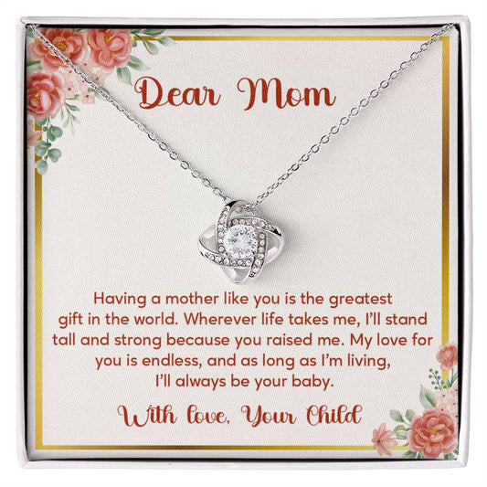 Dear Mom, Elegant Jewelry For A Cherished Bond Thoughtful Necklace For Love And Support Loving Pendant Sentimental Jewelry Loving Gift For A Cherished Heart Thank You Pendant Loving Pendant For Support Strong Jewelry For Her