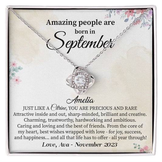 September Birthday Necklace Gift for Her – Citrine-Inspired Jewelry
