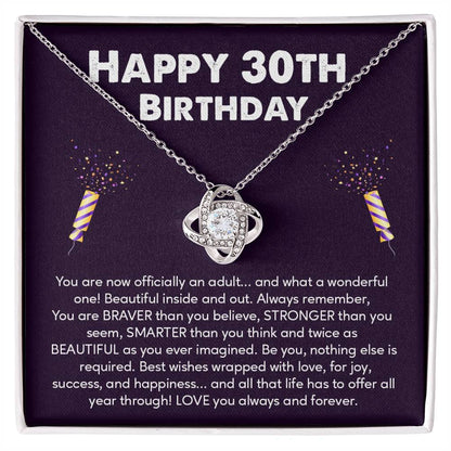 30th Birthday Gift Necklace for Her – Message Card & Gift Box